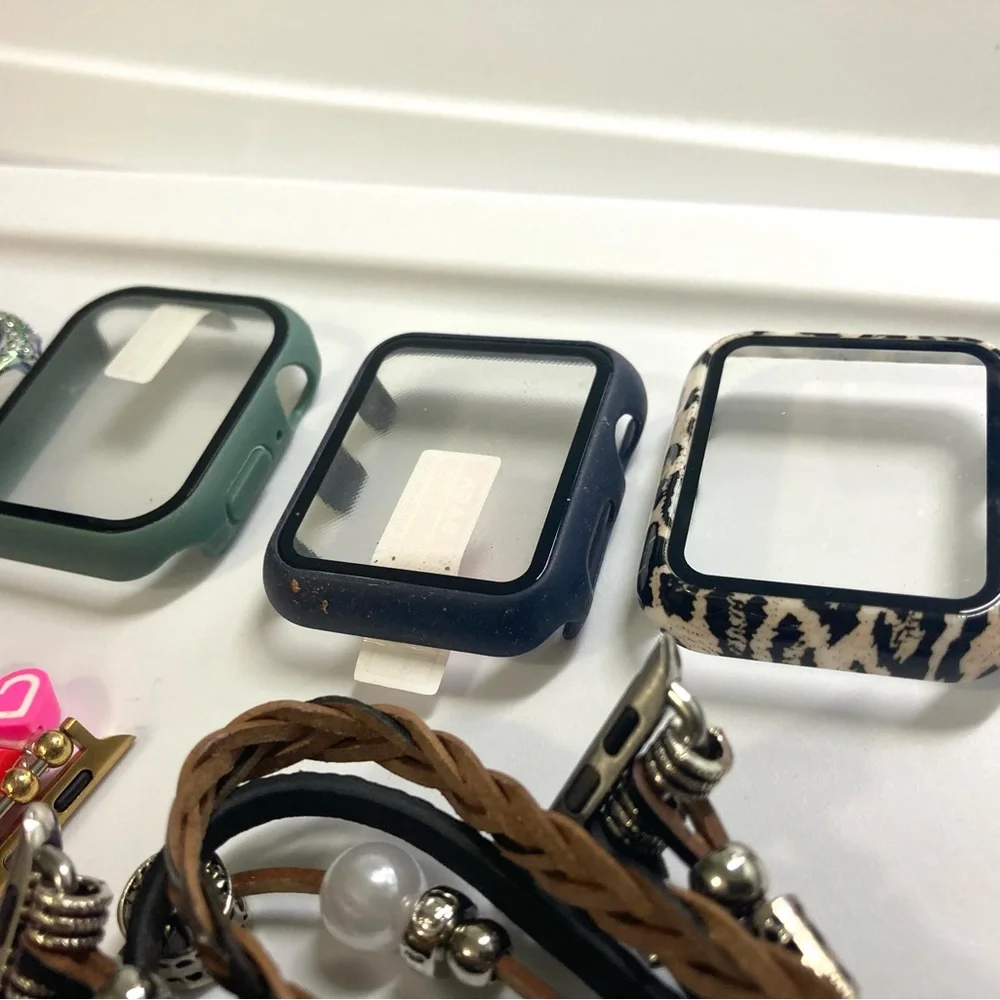 Apple watch aftermarket accessories, colorful, 3 straps, 5 screen covers